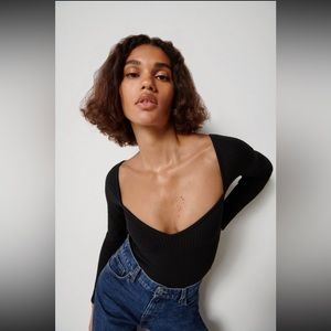 Zara Black Sweetheart Neckline Bodysuit Size S